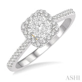 1/3 ctw Round Diamond Lovebright Halo Engagement Ring in 14K White and Yellow Gold